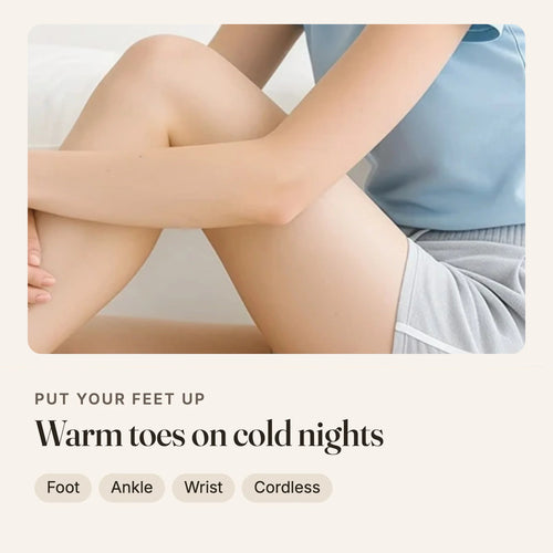 Relaxing with a heated foot and ankle wrap