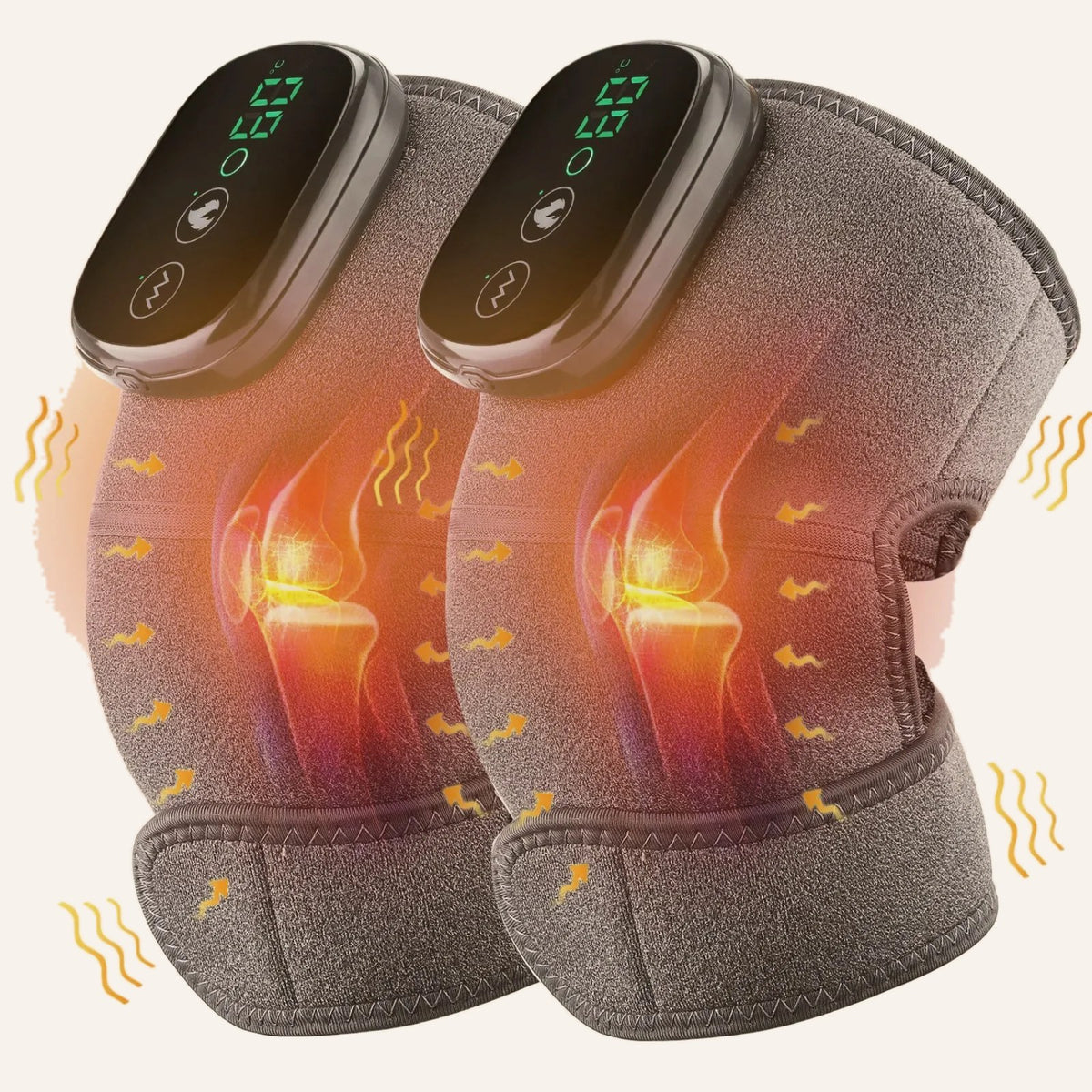 Pair of cordless heated knee wraps