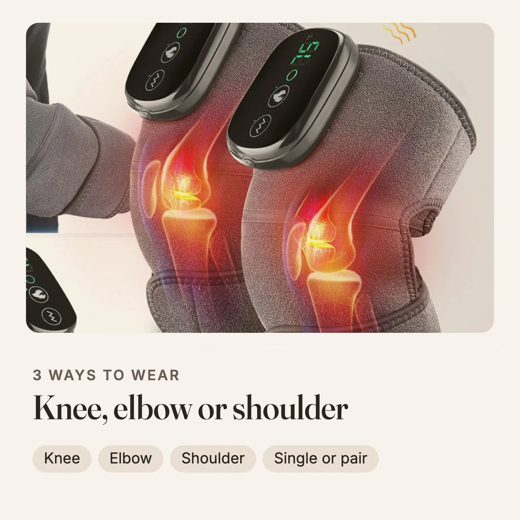 Heated wrap worn on knee, elbow or shoulder