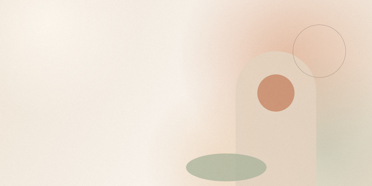 Warm abstract arch and sun illustration in soft cream and terracotta tones