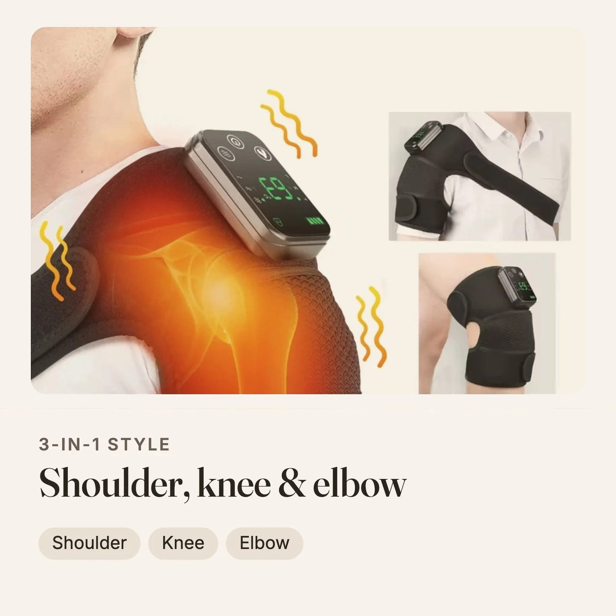 3-in-1 heated wrap for shoulder, knee and elbow
