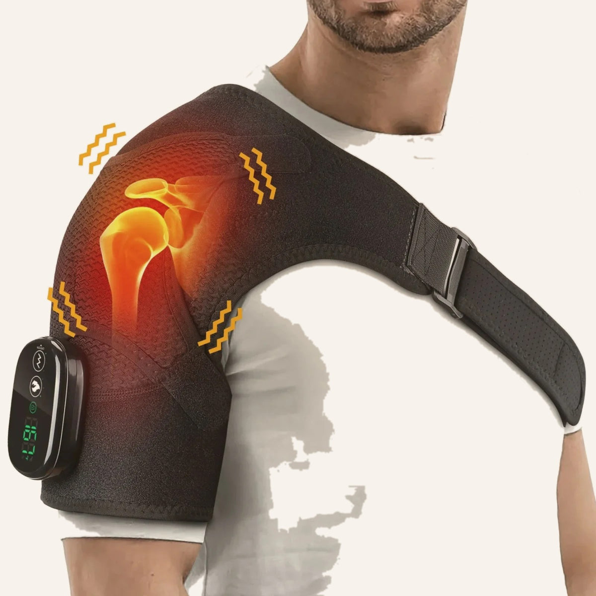 Cordless heated shoulder wrap in black
